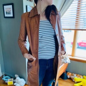 Jim and MaryLou leather trench coat